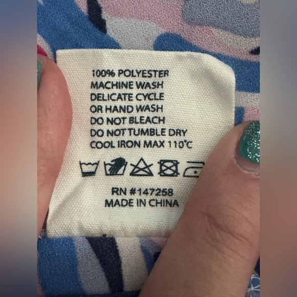 Simply Southern Palm Leaves Print Drape Blouse Blue - Picture 9 of 9